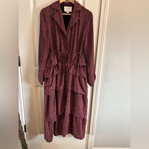 The Shirt by Rochelle Behrens Red Floral Long Sleeve Dress